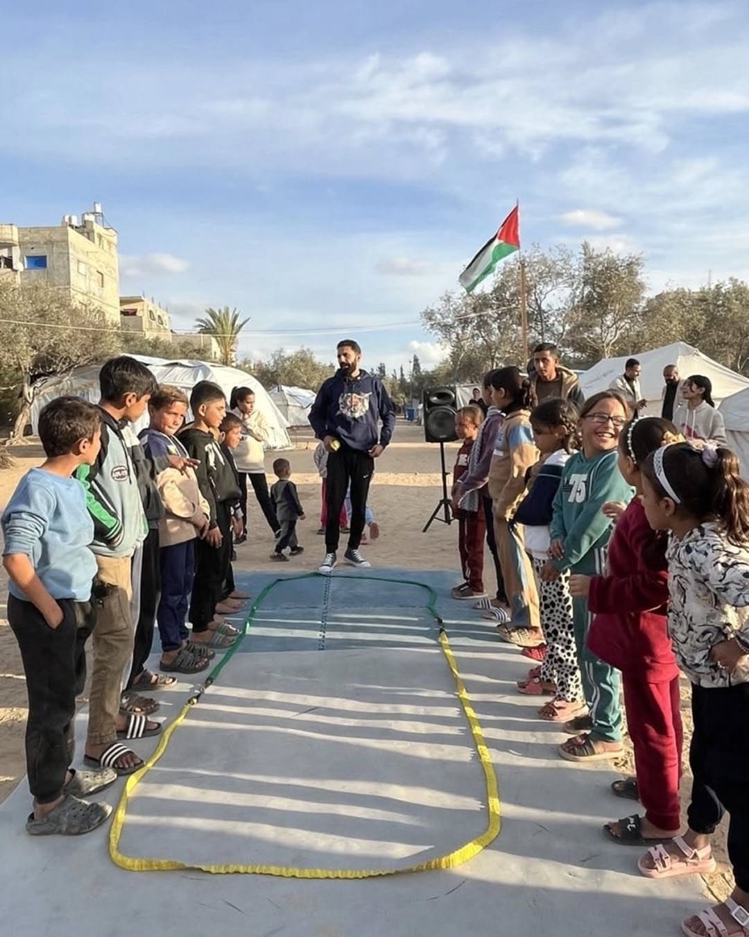 Activit team in Gaza leading fun activities and community engagement for local children